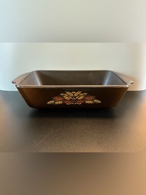 Vintage Brown Anchor Hocking Teflon Coated Loaf Pan with Wheat Harvest Motif